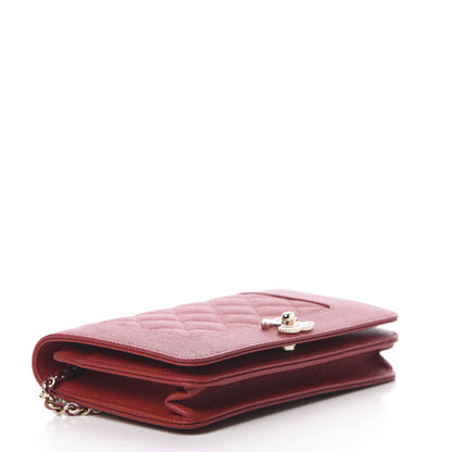 Chanel Caviar Quilted Vintage Mademoiselle Wallet On Chain WOC Red 4 of 14