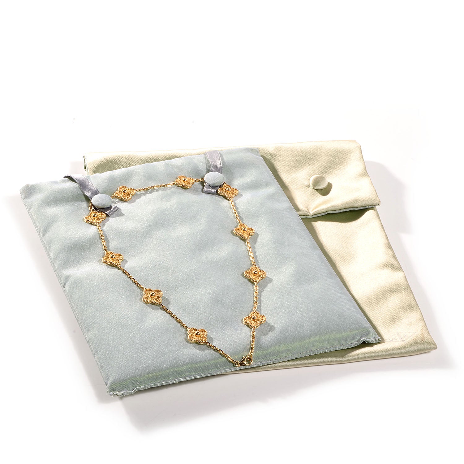 Van Cleef & Arpels 18K Yellow Gold 10 Motifs Vintage Alhambra Necklace 7 of 7