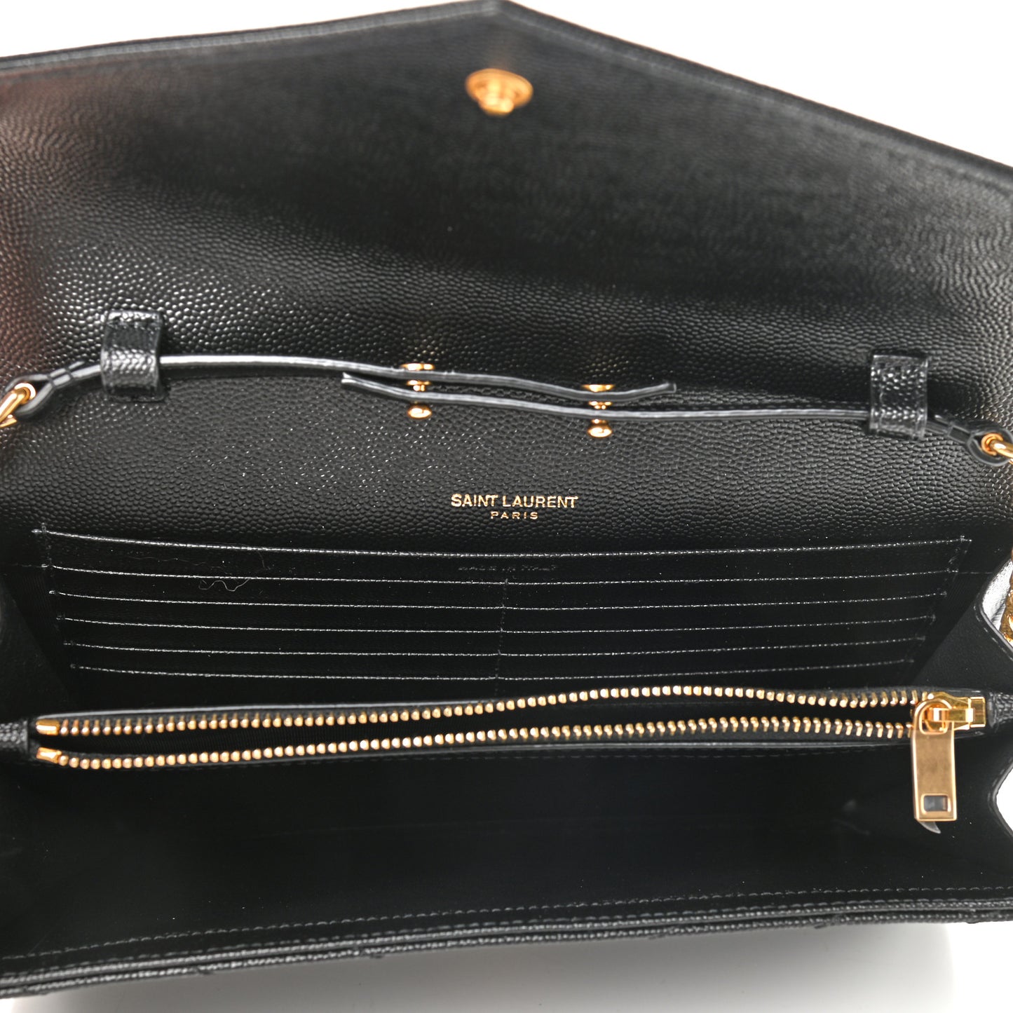 Grain De Poudre Matelasse Chevron Monogram Chain Wallet Black