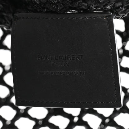 Saint Laurent Raffia Calfskin Oxalis Shoulder Bag Black 6 of 10