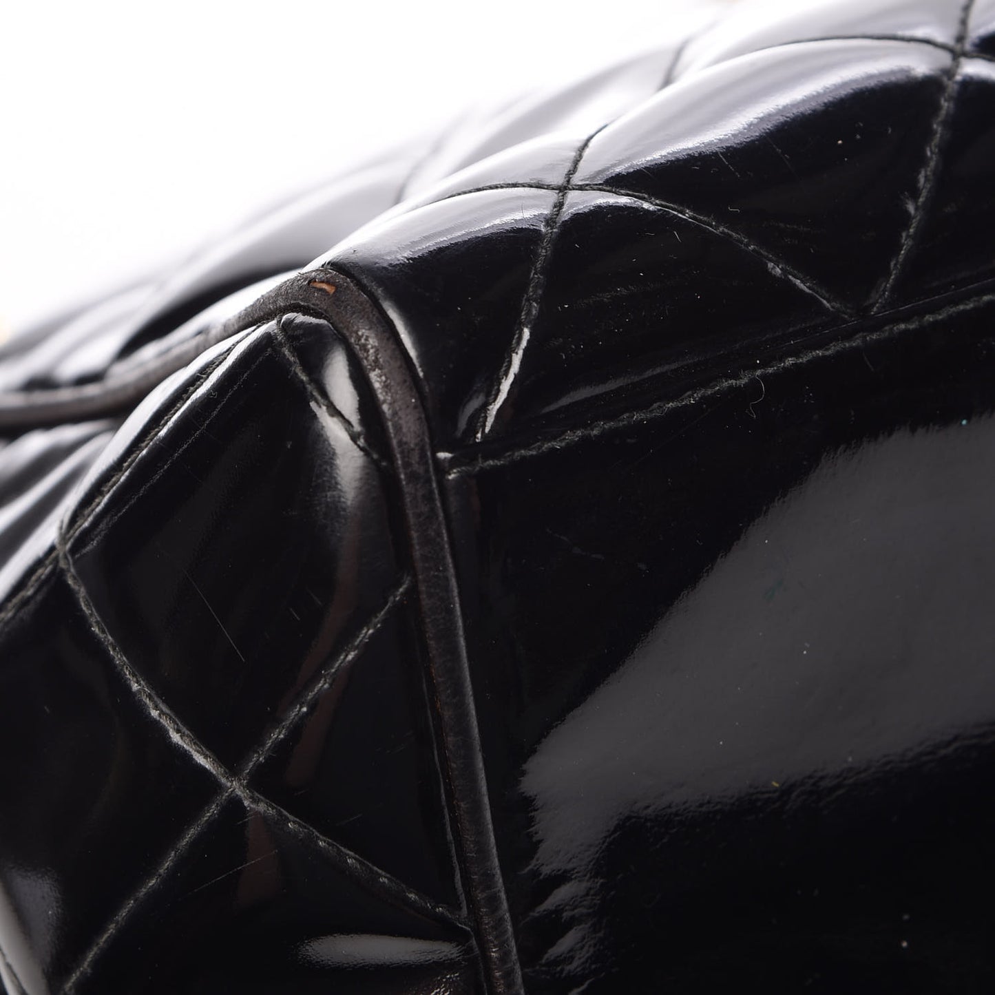 Patent Quilted Tote Black