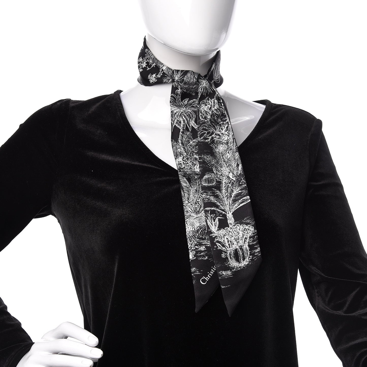 Silk Toile De Jouy Tropicalia Mitzah Scarf Black