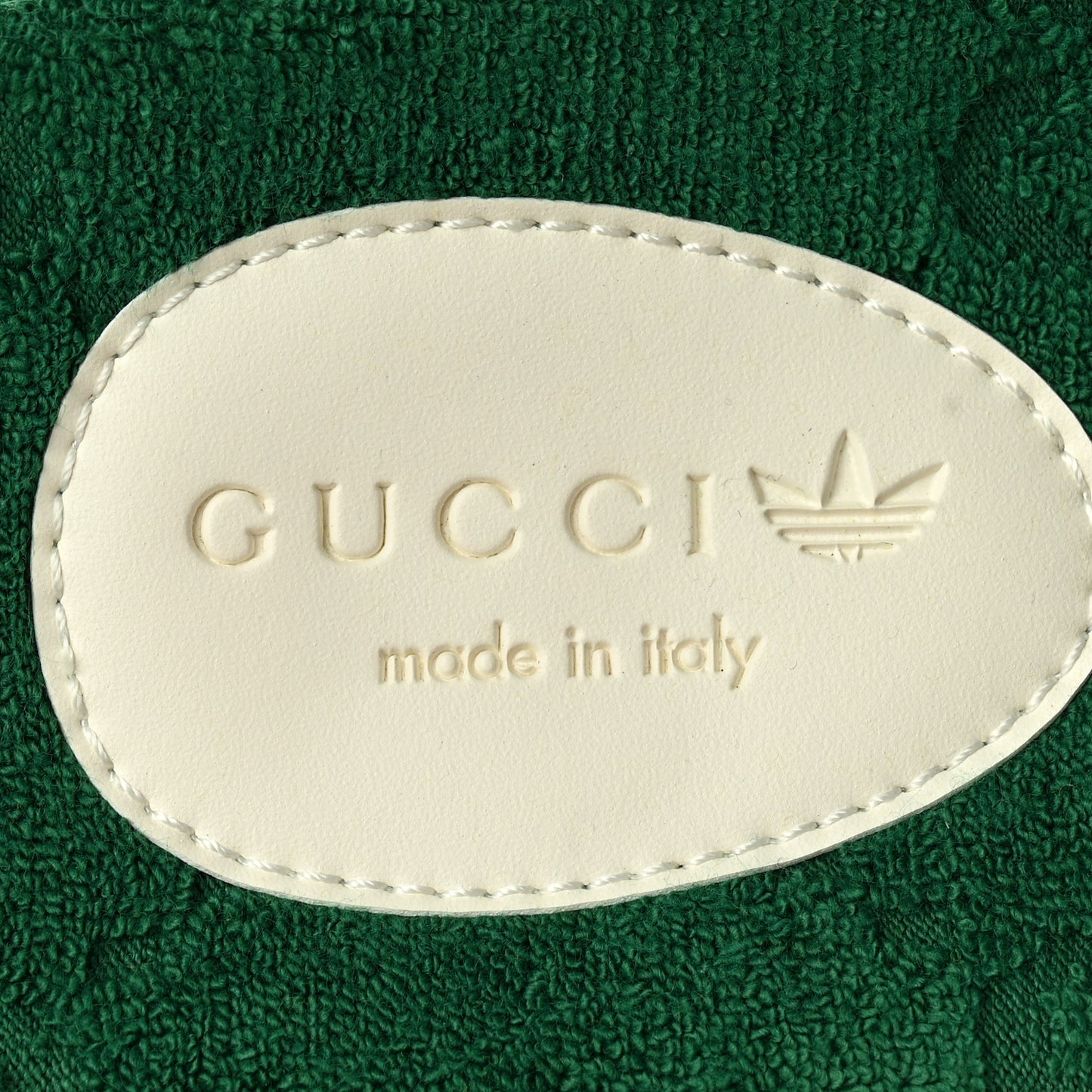 X ADIDAS Terry Cloth Trefoil GG Monogram Womens Platform Sandals 37 Green Off White