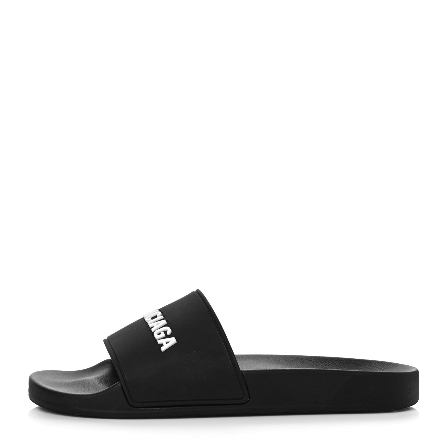 Balenciaga Rubber Womens Logo Pool Slide Sandals 40 Black White 1 of 11