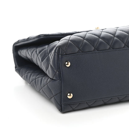 Chanel Caviar Quilted Medium Coco Handle Flap Navy Blue 9 of 10