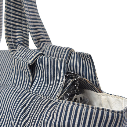 Chanel Canvas Sequin Stripe CC Tote Blue 19 of 22