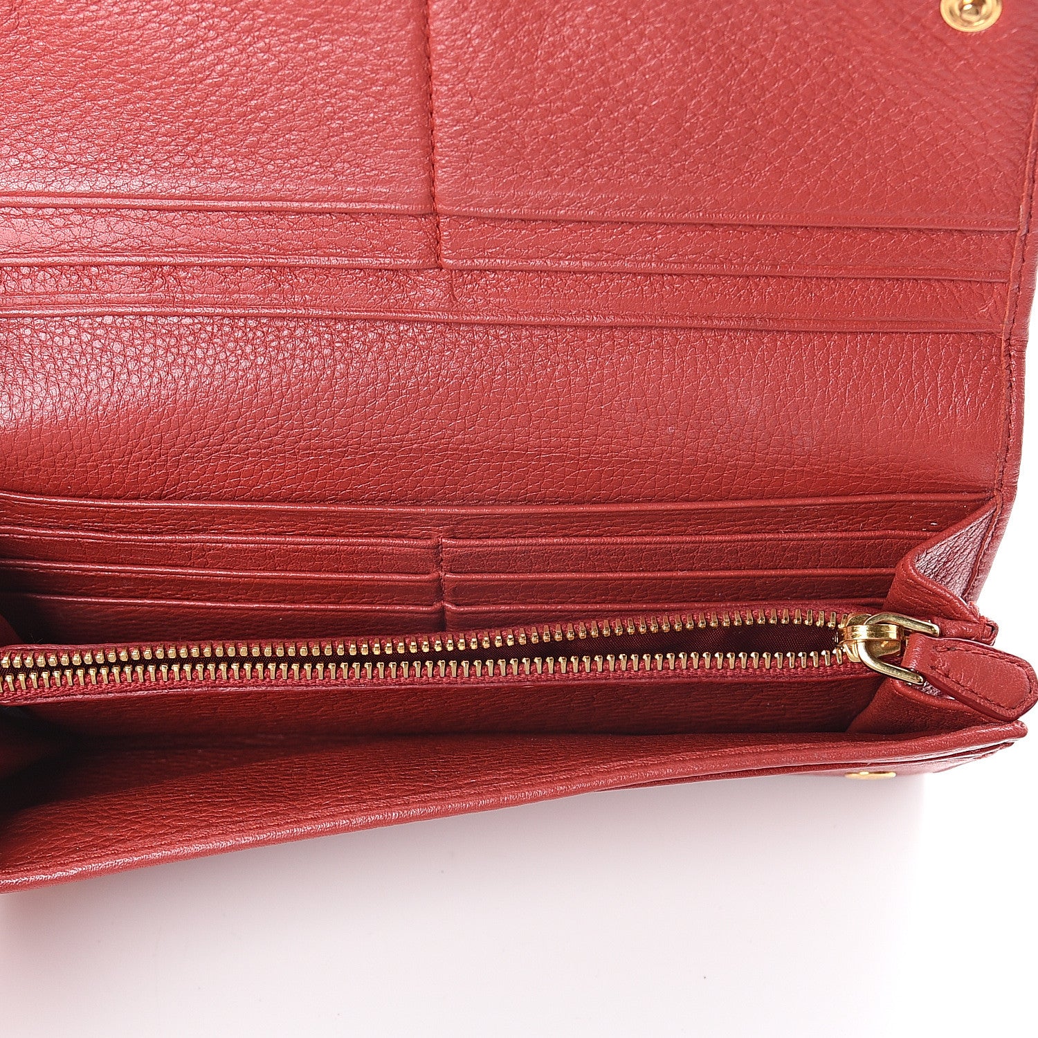 Prada Vitello Daino Continental Flap Wallet Fuoco 4 of 5