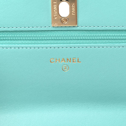 Chanel Lambskin Quilted Trendy CC Wallet On Chain WOC Turquoise 6 of 12