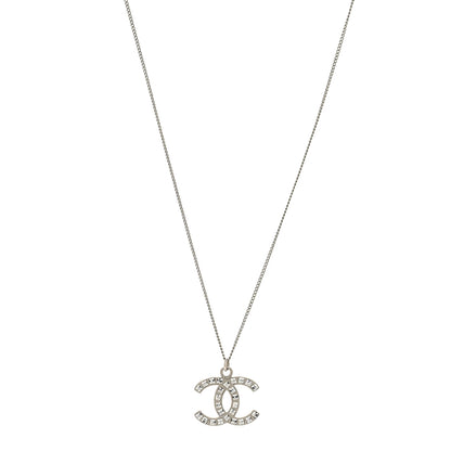 Chanel Crystal Timeless CC Necklace Silver 1 of 5