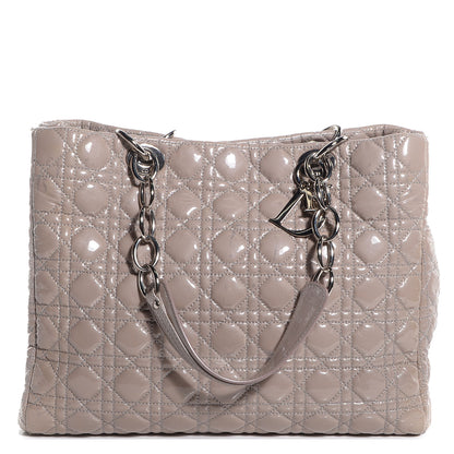 Christian Dior Patent Cannage Dior Soft Shopping Tote Grey 1 of 8