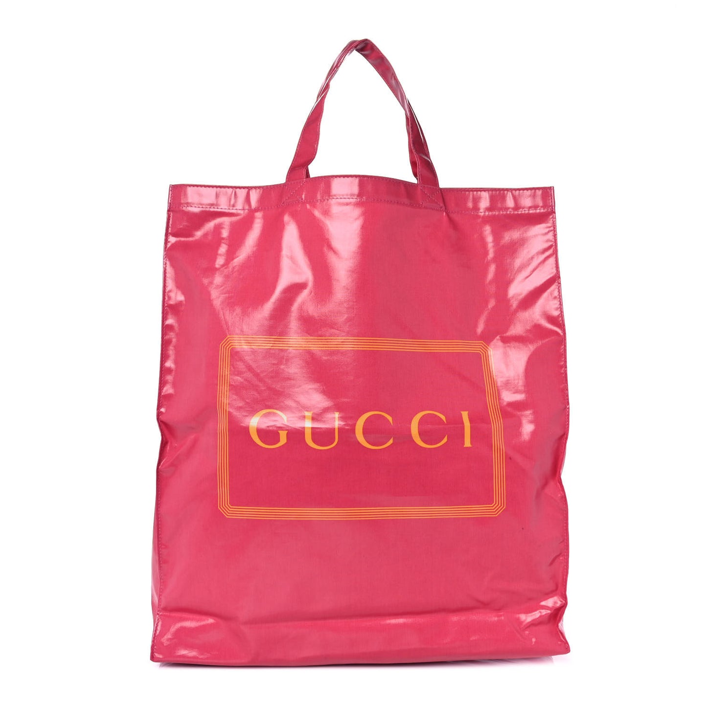 Patent Canvas Frame Logo Vertical Tote Glam Pink