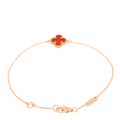 Van Cleef & Arpels 18K Rose Gold Carnelian Sweet Alhambra Bracelet 2 of 5