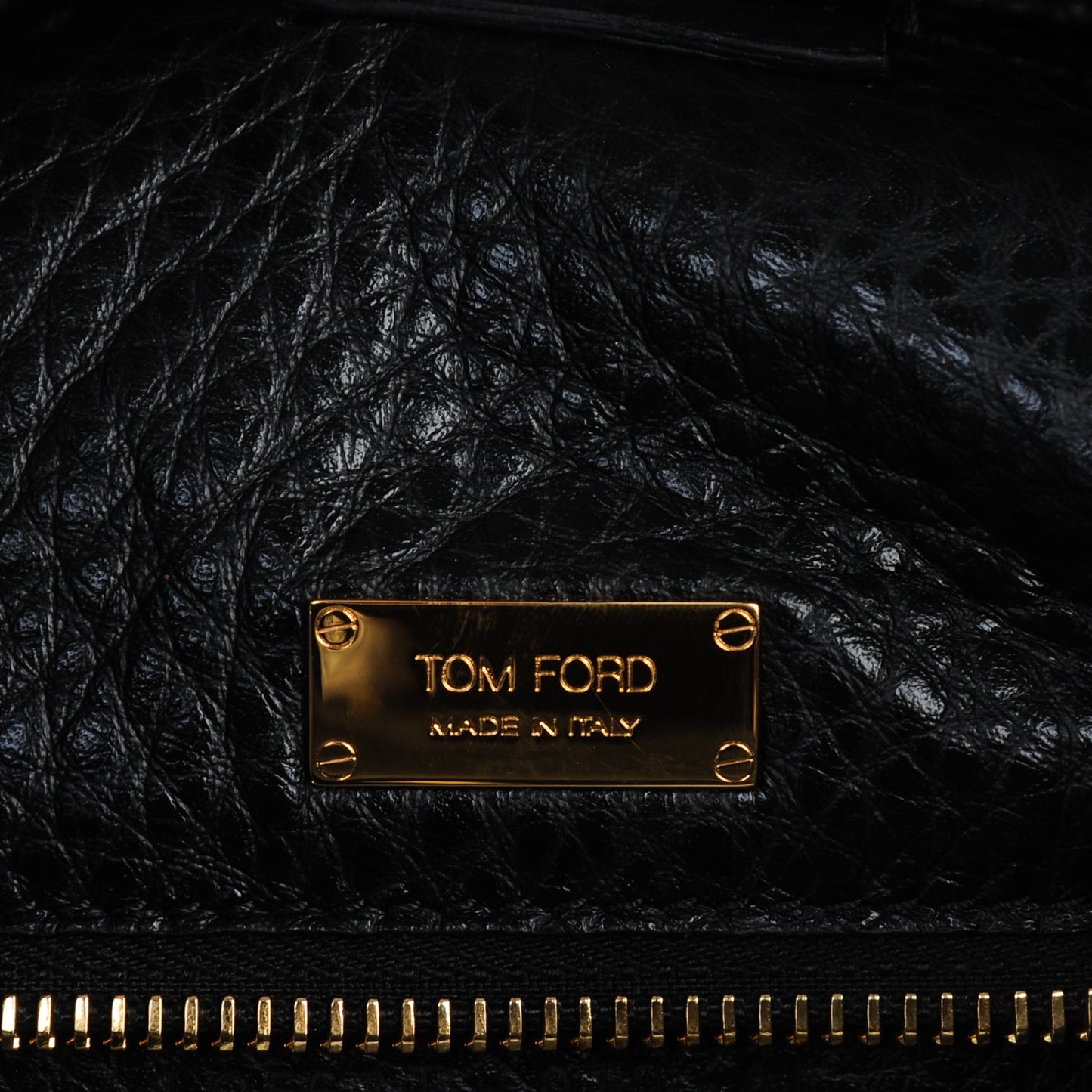 Grained Calfskin Alix Padlock Zip Tote Black