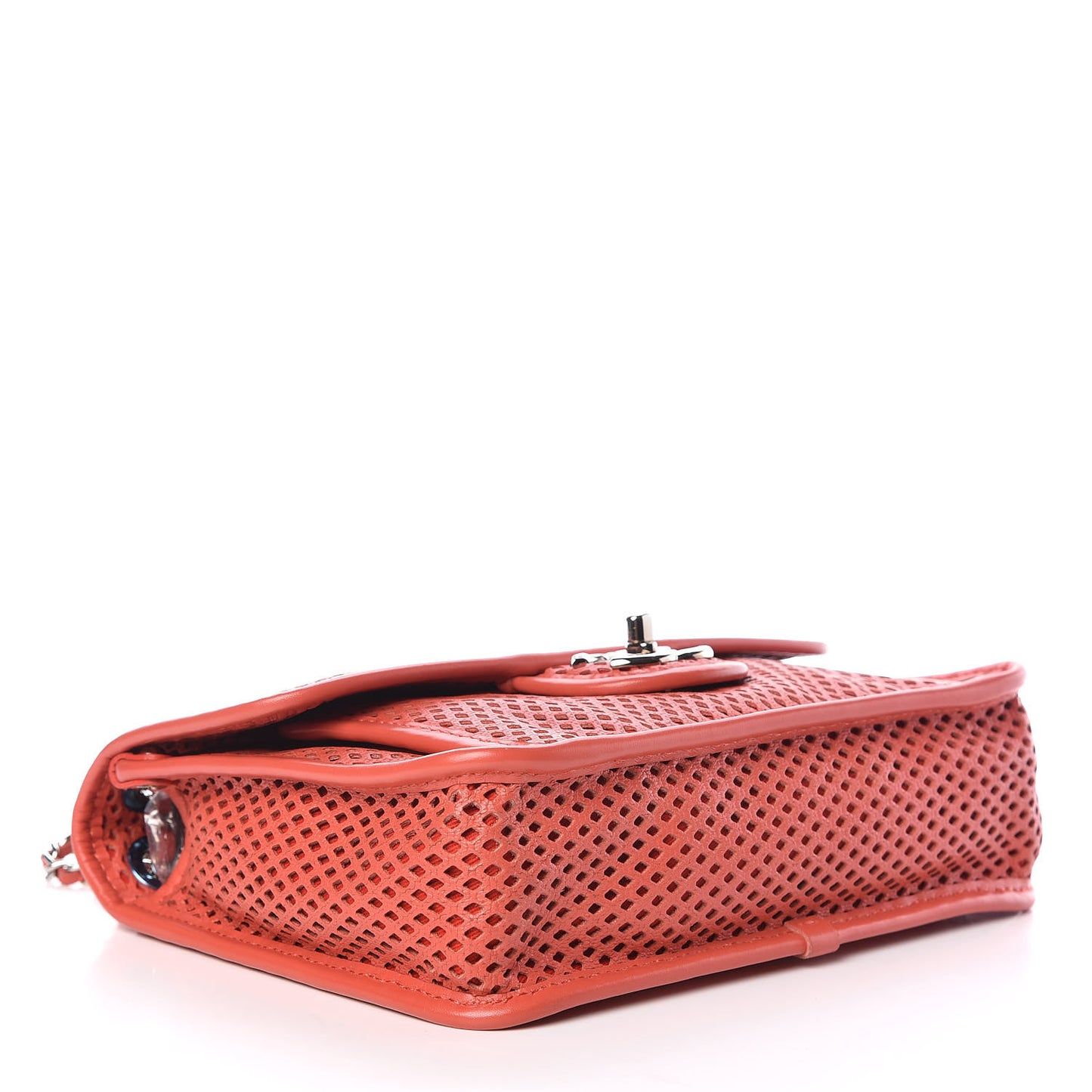 Perforated Calfskin Small Up In The Air Flap Red