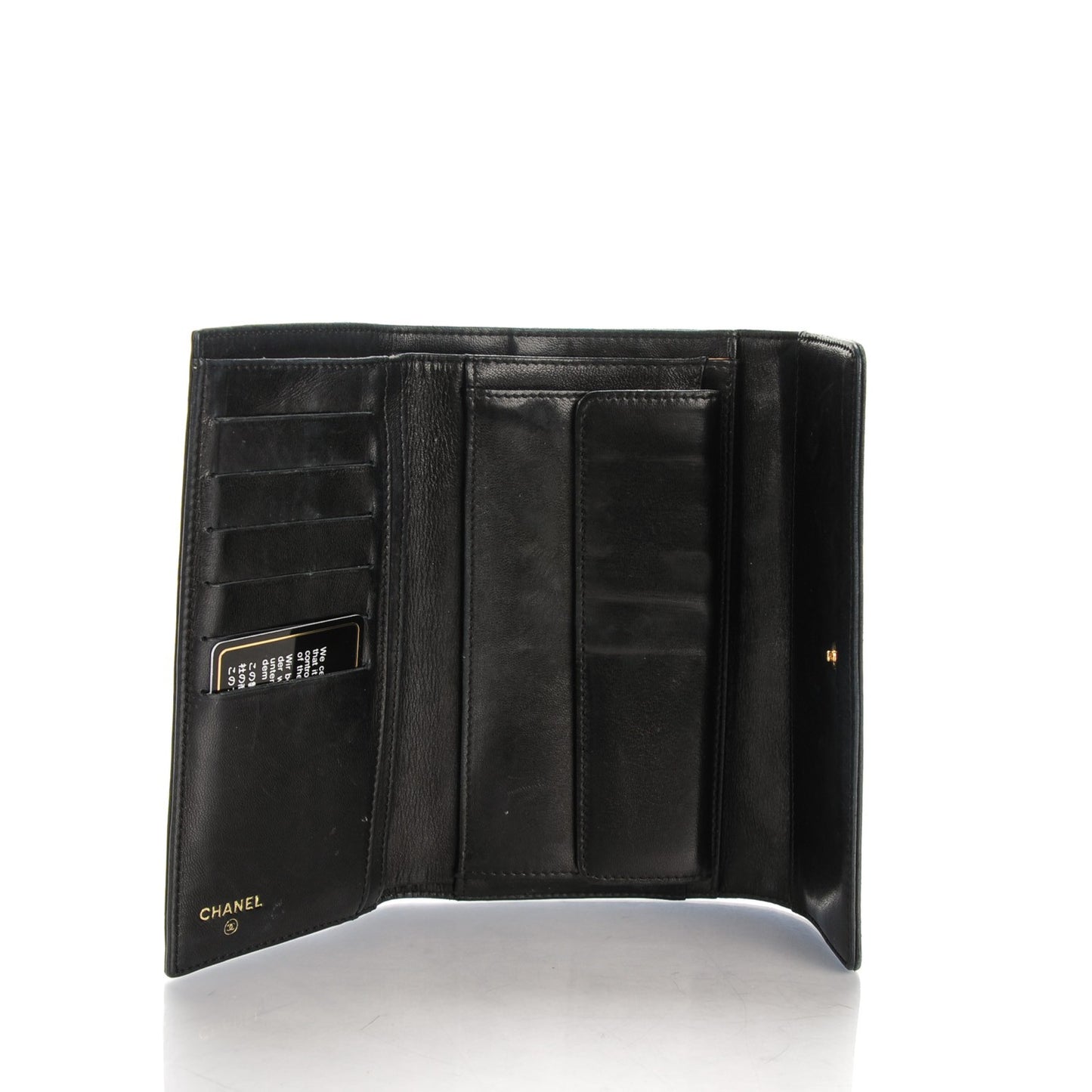 Lambskin Embossed Camellia Flap Wallet Black