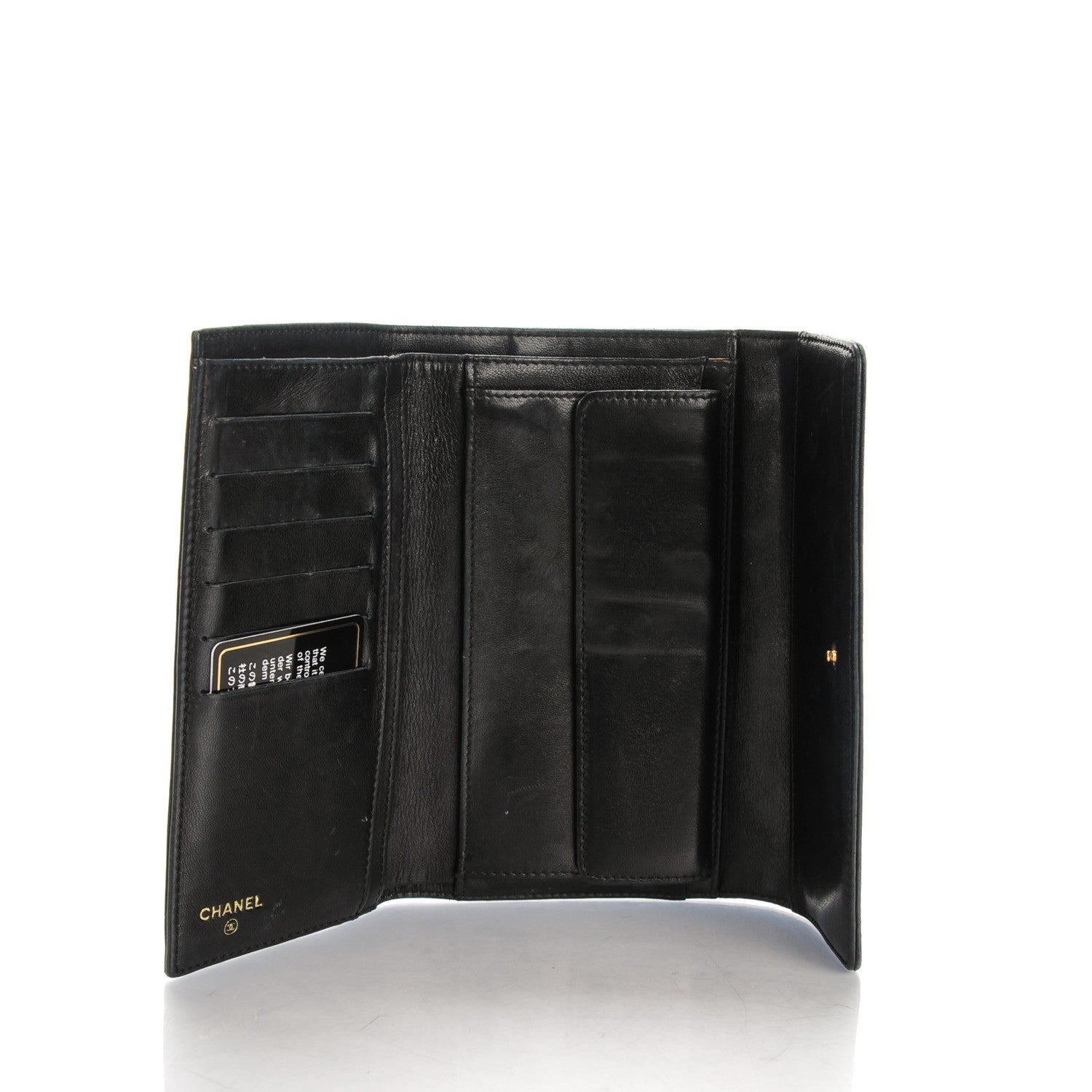 Chanel Lambskin Embossed Camellia Flap Wallet Black 5 of 8