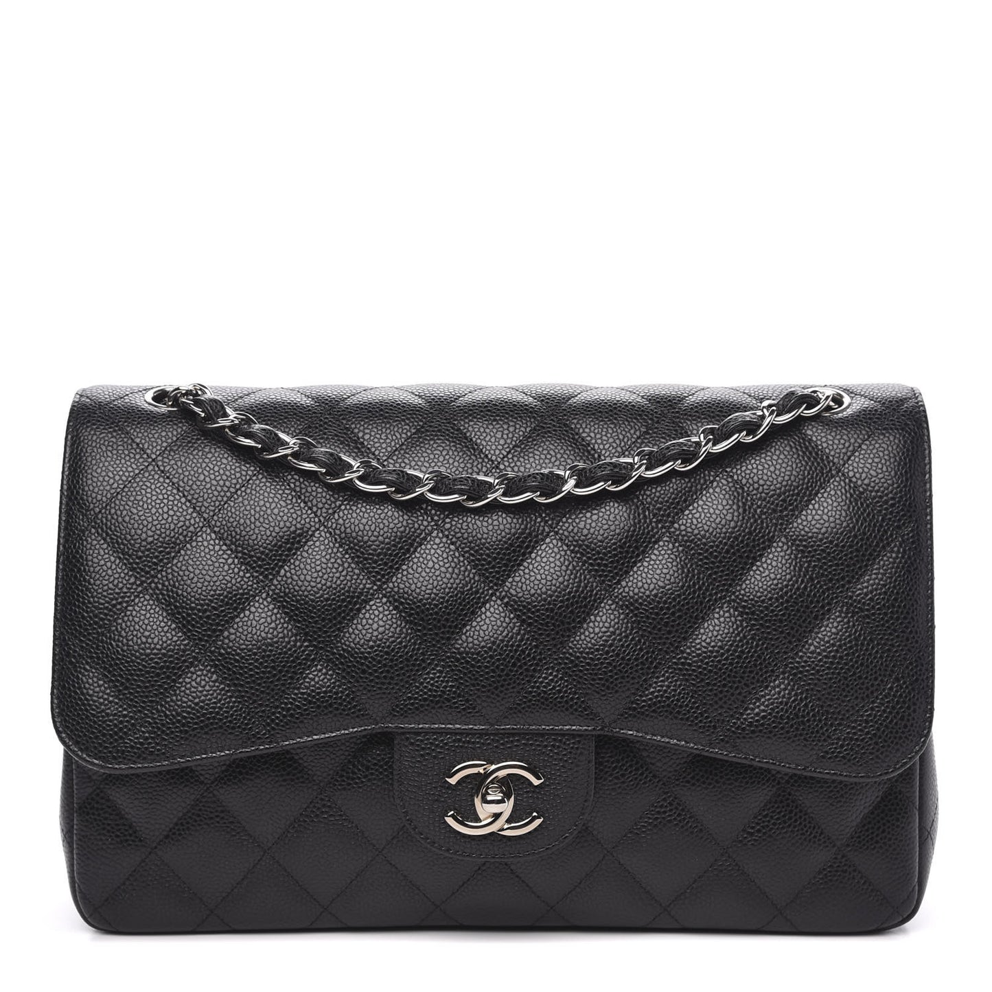 Caviar Quilted Jumbo Double Flap Black