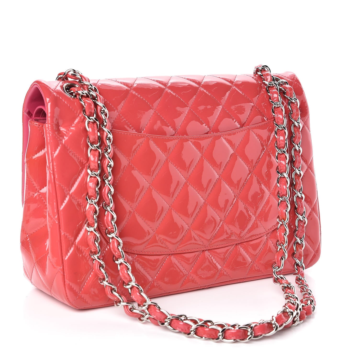 Chanel Patent Quilted Jumbo Double Flap Pink 3 of 12