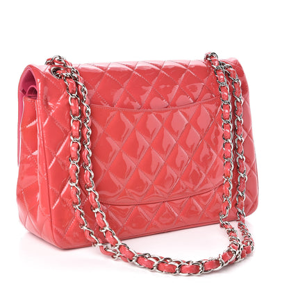 Chanel Patent Quilted Jumbo Double Flap Pink 3 of 12