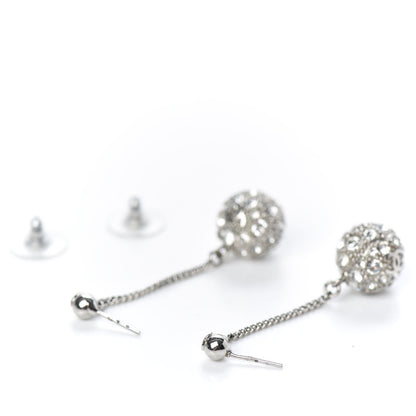 Chanel Crystal CC Drop Earrings Silver 3 of 3