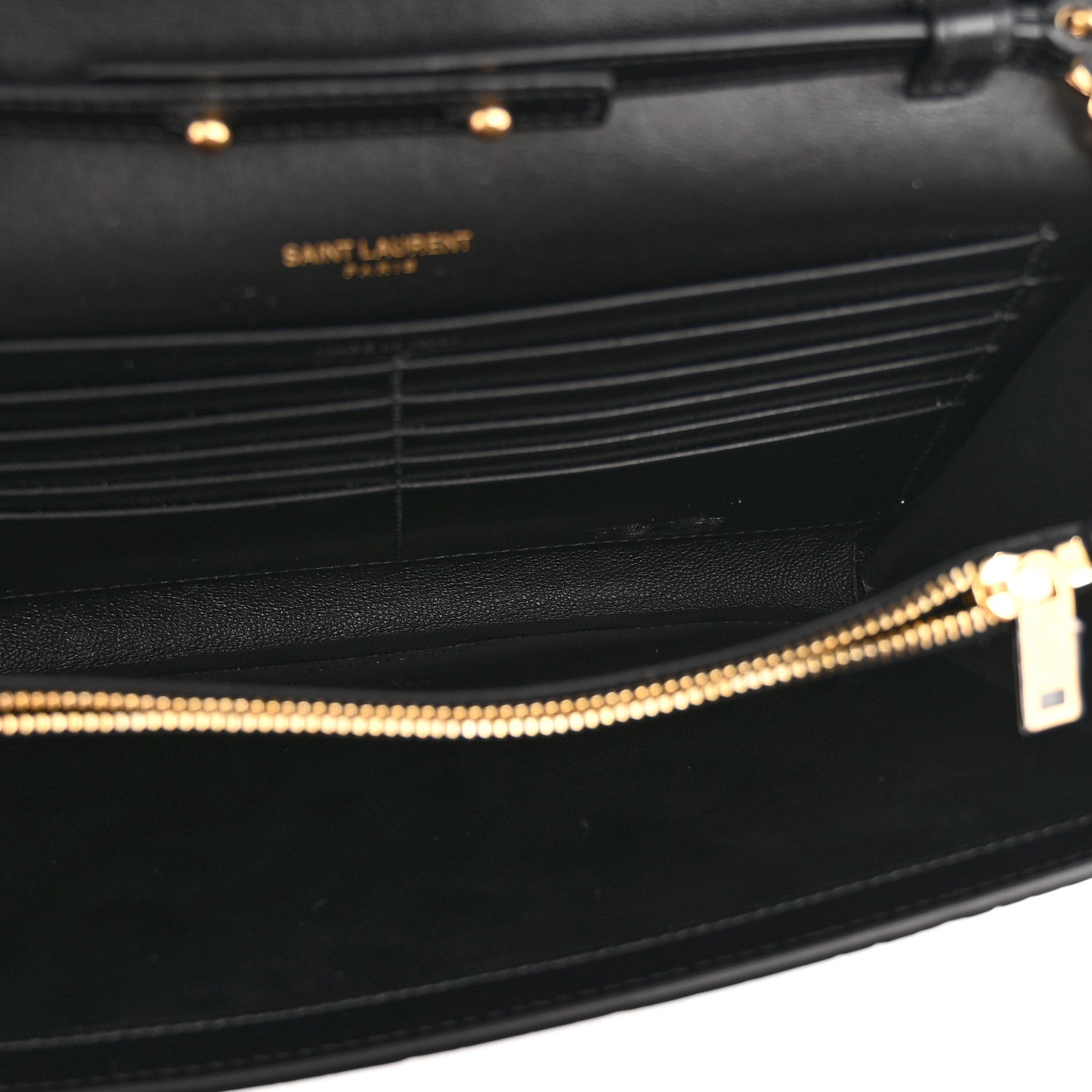 Saint Laurent Calfskin Crocodile Embossed Cassandre Wallet On Chain WOC Black 5 of 13