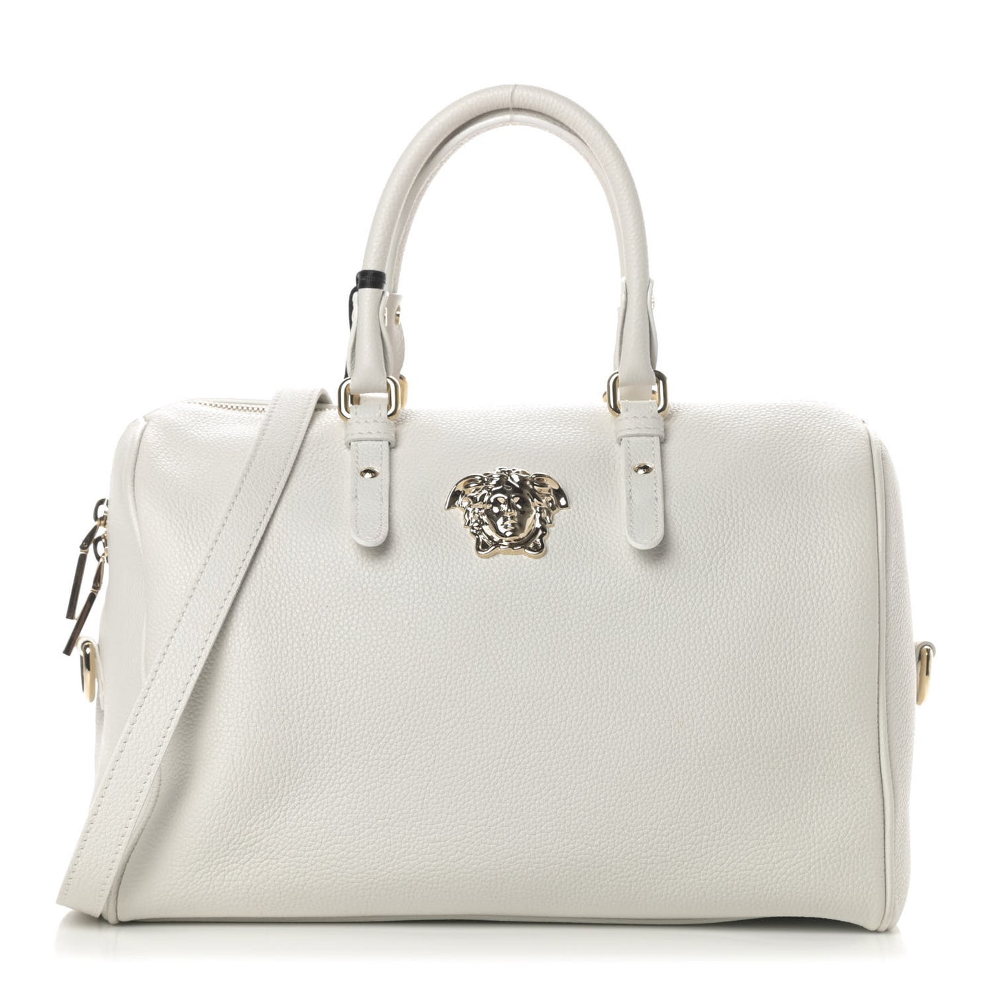 Grained Calfskin Palazzo Bowler White