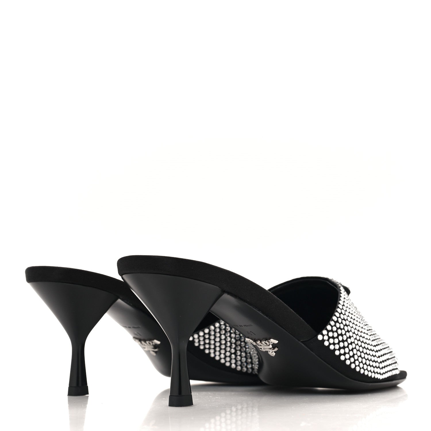 Prada Satin Crystal Logo 65mm Slide Sandals 41 Cristal 4 of 8