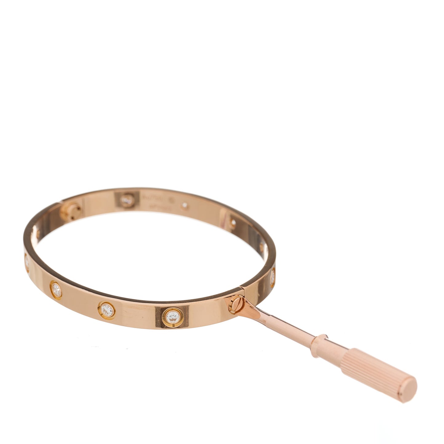 18K Pink Gold 10 Diamond LOVE Bracelet 17