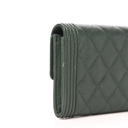 Chanel Caviar Quilted Large Boy Gusset Flap Wallet Green 10 of 11