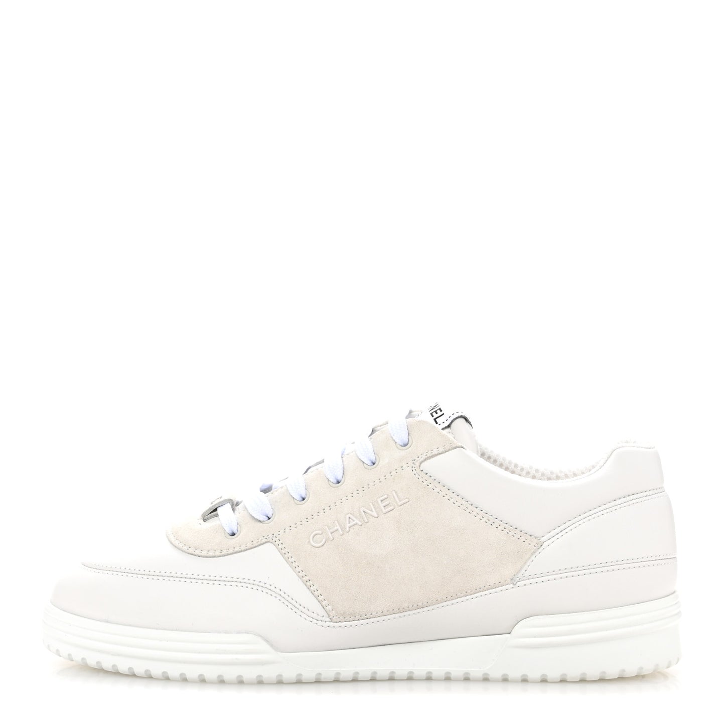 Calfskin Suede Coco Mark Logo Womens Sneakers 40 White