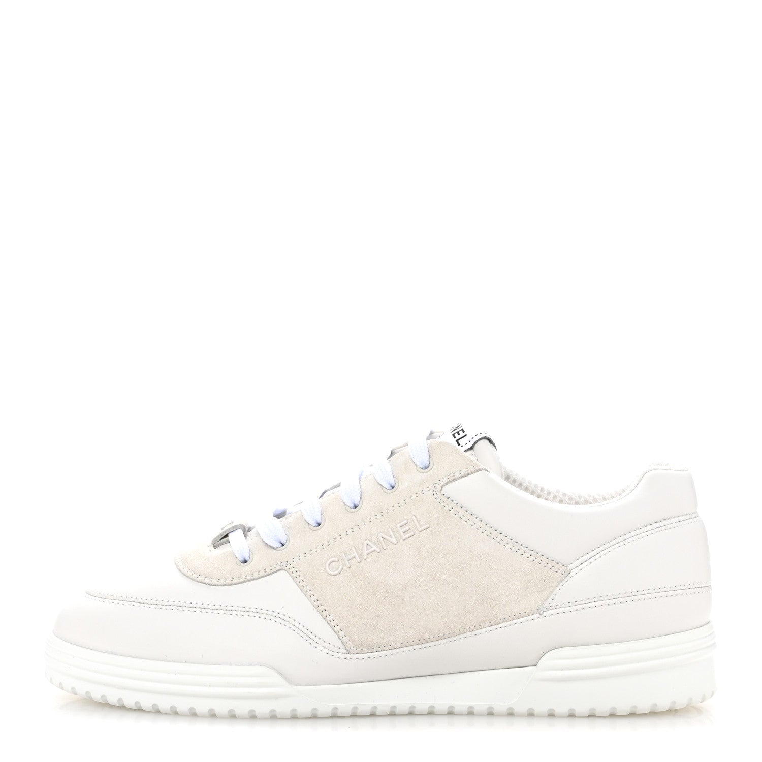 Chanel Calfskin Suede Coco Mark Logo Womens Sneakers 40 White 1 of 12