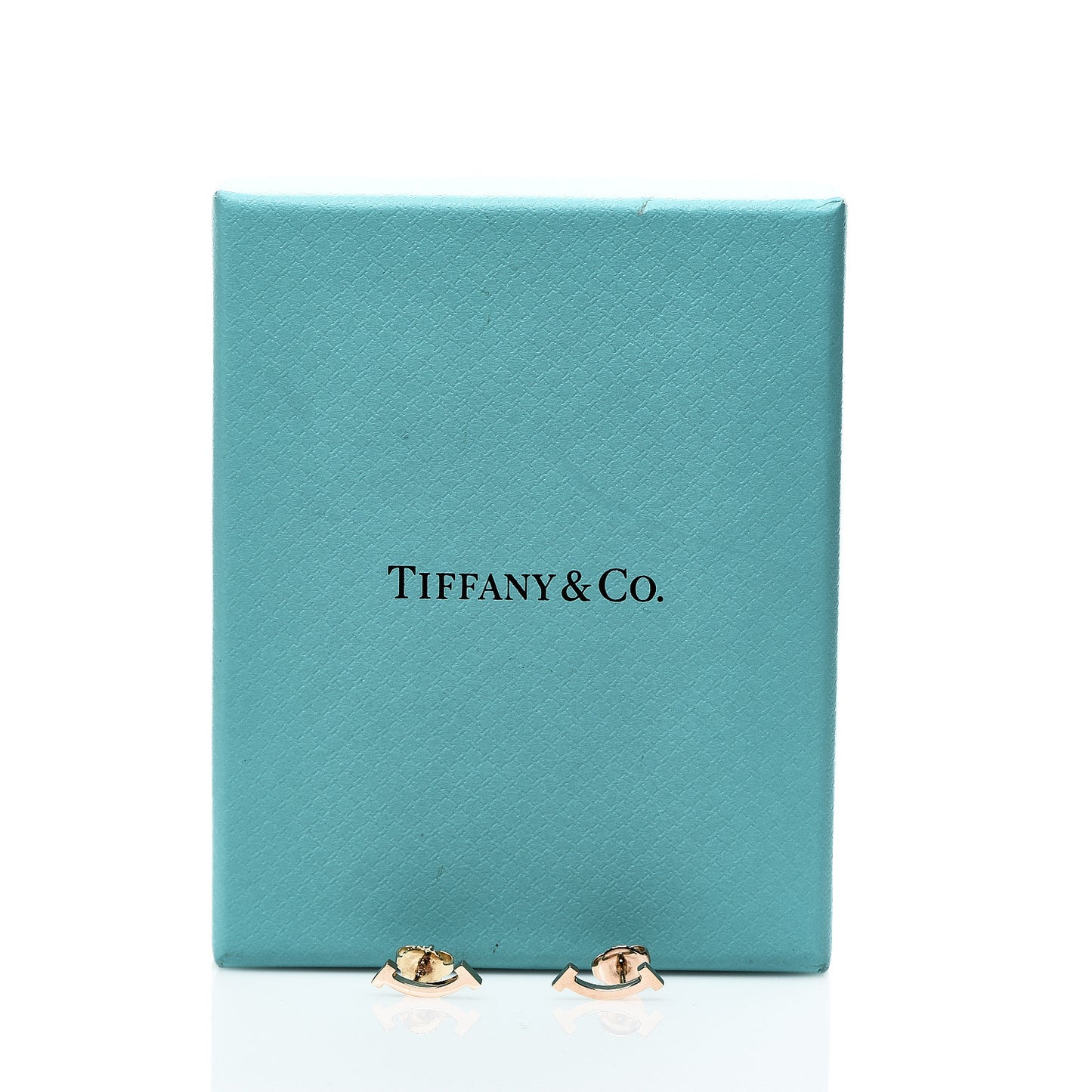 18K Rose Gold T Smile Stud Earrings