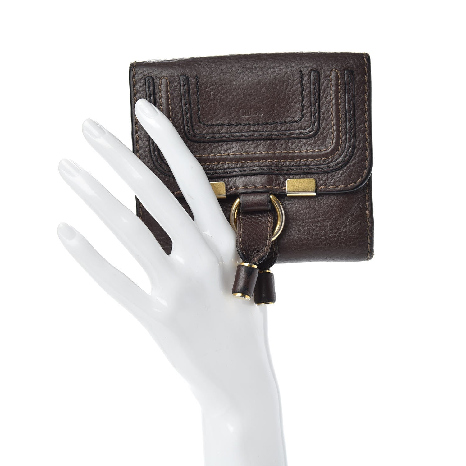 Chloe Grained Calfskin Marcie Square Wallet Truffle 2 of 7