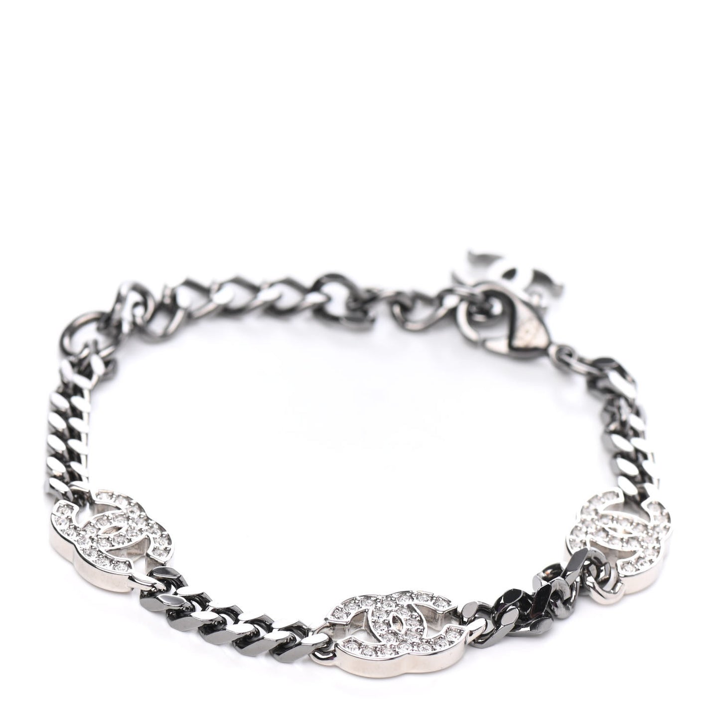 Crystal CC Chain Bracelet Silver