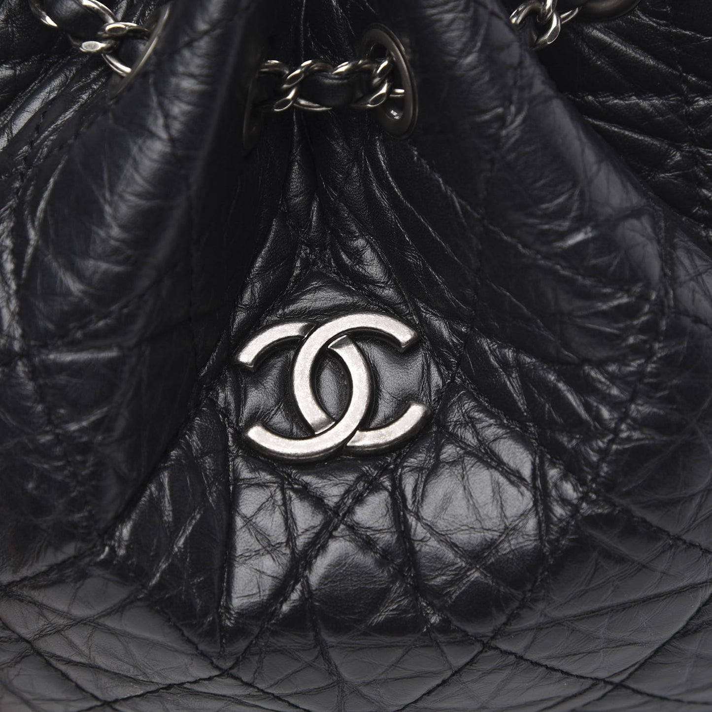 Aged Calfskin Quilted Small Gabrielle Backpack Black