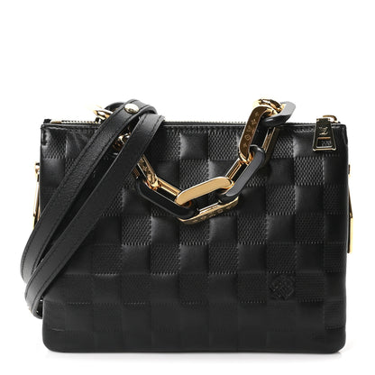 Louis Vuitton Satin Sequin Embroidered Damier Coussin BB Black 1 of 9