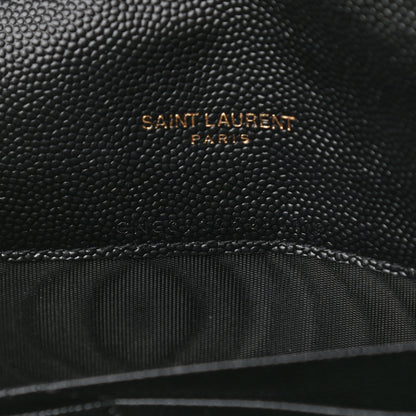 Saint Laurent Grain De Poudre Matelasse Chevron Monogram Envelope Chain Wallet Black 8 of 13