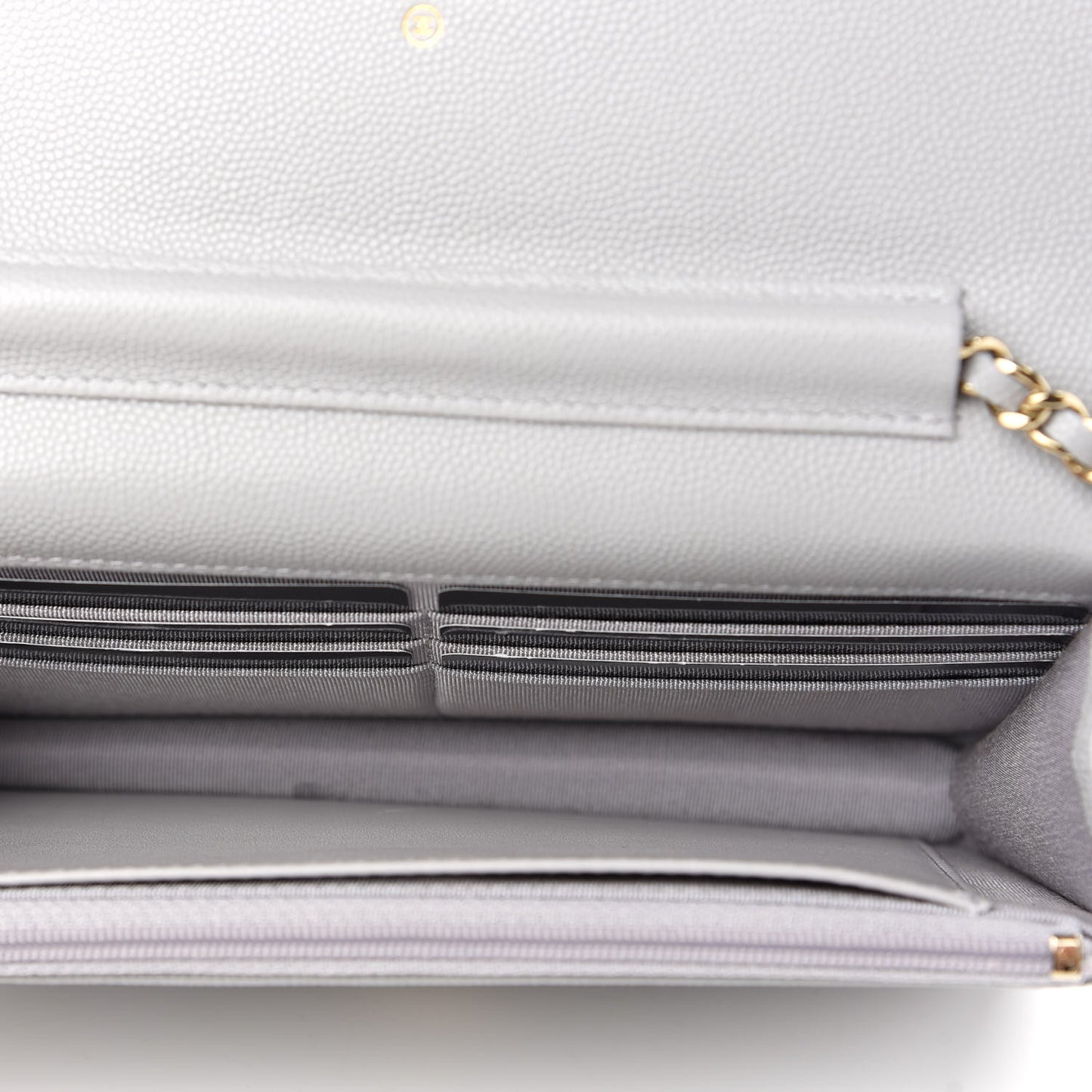 Caviar Quilted Wallet On Chain WOC Grey