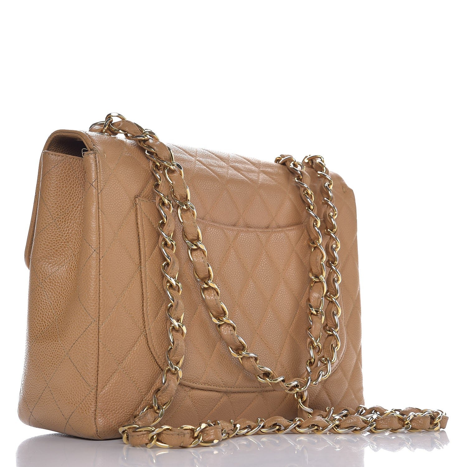 Chanel Caviar Quilted Jumbo Single Flap Beige 3 of 18