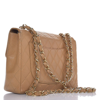 Chanel Caviar Quilted Jumbo Single Flap Beige 3 of 18