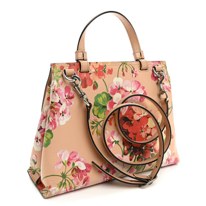 Gucci Shangai Calfskin Blooms Print Small Bamboo Daily Top Handle Bag Pink Apricot Multicolor 3 of 10