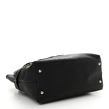 Chanel Crumpled Grained Calfskin Zip and Carry Shopping Tote Black 4 of 11