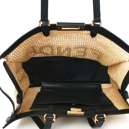 Fendi Raffia Vitello King Macrame Mesh Large Peekaboo X-Tote Natural Black Cuoio 4 of 8
