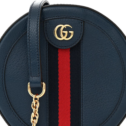 Gucci Soft Textured Calfskin Web Mini Ophidia Round Shoulder Bag Blue Agata 8 of 11