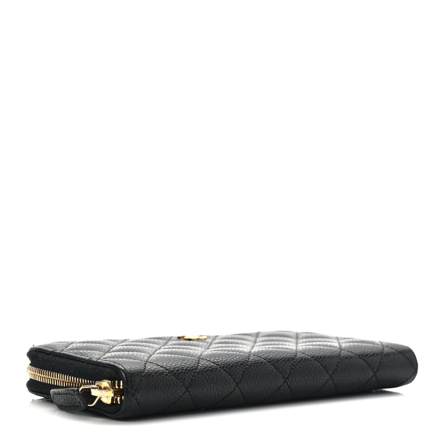 Caviar Quilted Large Gusset Zip Around Wallet Black