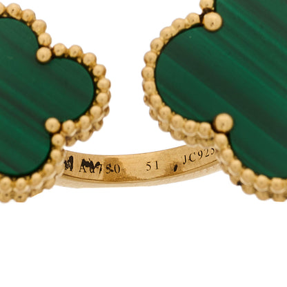 Van Cleef & Arpels 18K Yellow Gold Malachite Magic Alhambra Between the Finger Ring 51 5.75 3 of 6
