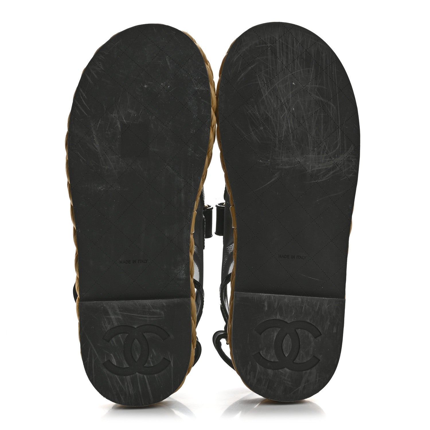 Chanel Mesh Patent Calfskin Velcro Dad Sandals 41 Black 6 of 9