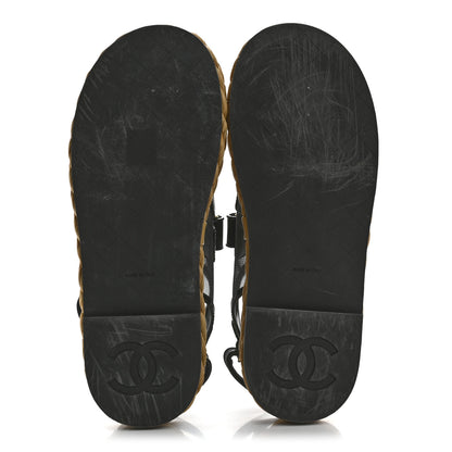 Chanel Mesh Patent Calfskin Velcro Dad Sandals 41 Black 6 of 9