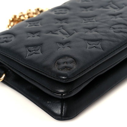 Louis Vuitton Lambskin Embossed Monogram Pochette Coussin Black 8 of 9