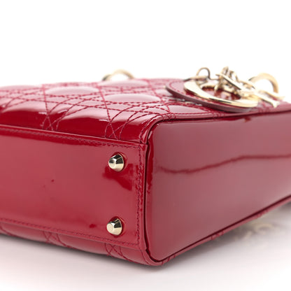 Christian Dior Patent Cannage Mini Lady Dior Red 10 of 11